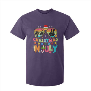 Sunglasses Beach Christmas in July T Shirt For Kid Santa Summer Xmas TS10 Purple Print Your Wear