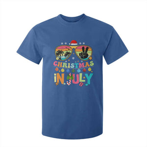 Sunglasses Beach Christmas in July T Shirt For Kid Santa Summer Xmas TS10 Royal Blue Print Your Wear
