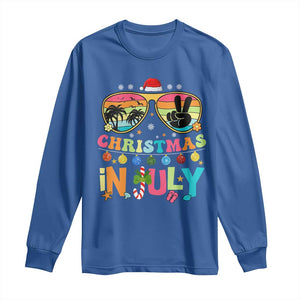 Sunglasses Beach Christmas in July Long Sleeve Shirt Santa Summer Xmas TS10 Royal Blue Print Your Wear