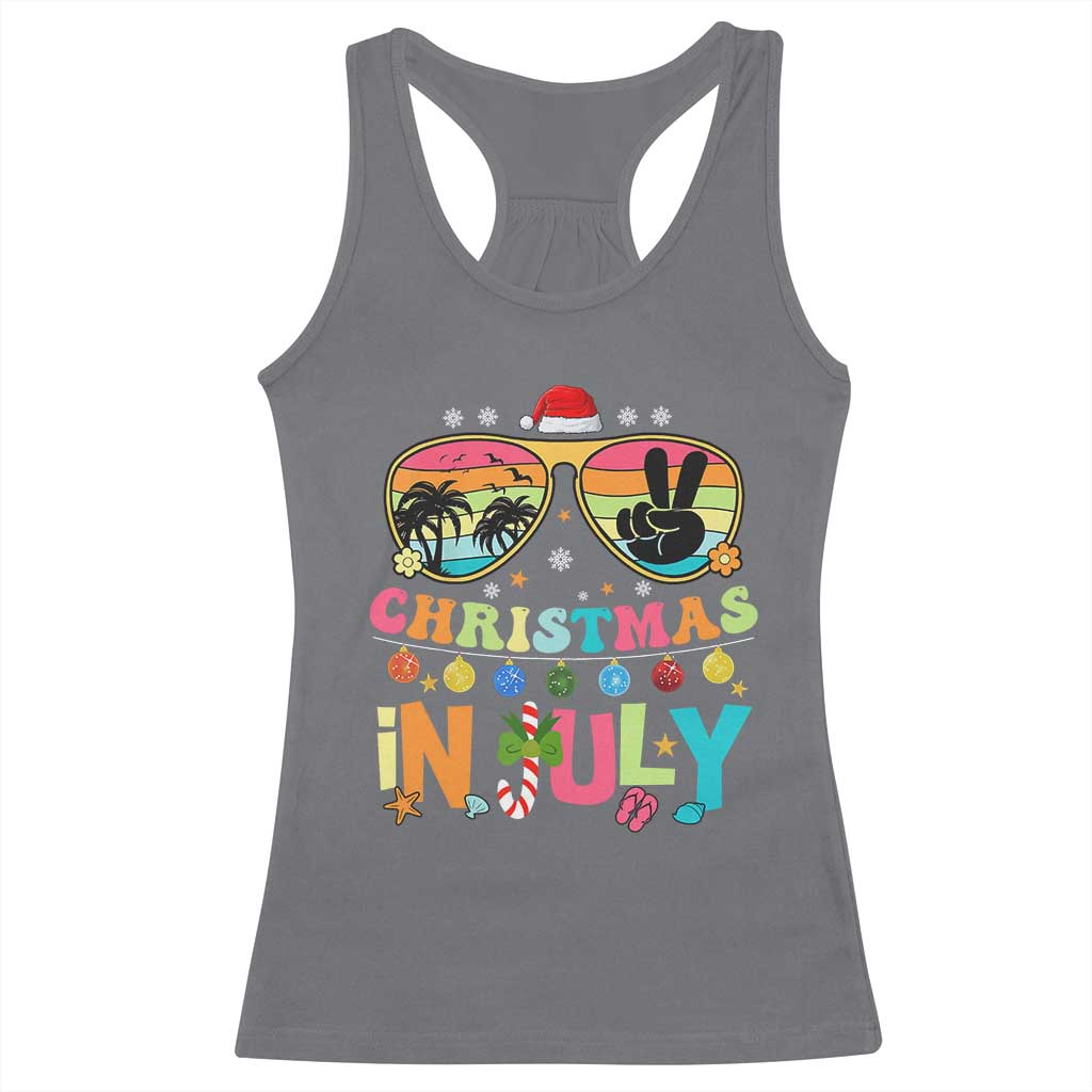 Sunglasses Beach Christmas in July Racerback Tank Top Santa Summer Xmas TS10 Charcoal Print Your Wear
