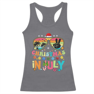 Sunglasses Beach Christmas in July Racerback Tank Top Santa Summer Xmas TS10 Charcoal Print Your Wear