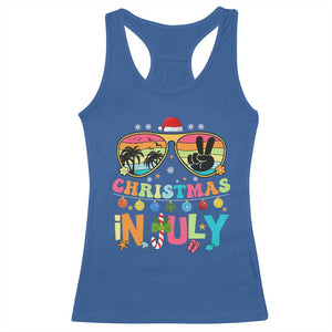 Sunglasses Beach Christmas in July Racerback Tank Top Santa Summer Xmas TS10 Royal Blue Print Your Wear