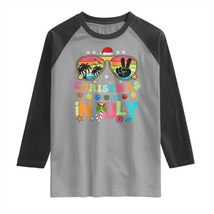 Sunglasses Beach Christmas in July Raglan Shirt Santa Summer Xmas TS10 Sport Gray Black Print Your Wear