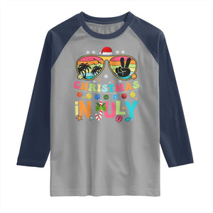 Sunglasses Beach Christmas in July Raglan Shirt Santa Summer Xmas TS10 Sport Gray Navy Print Your Wear