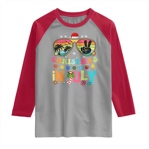 Sunglasses Beach Christmas in July Raglan Shirt Santa Summer Xmas TS10 Sport Gray Red Print Your Wear