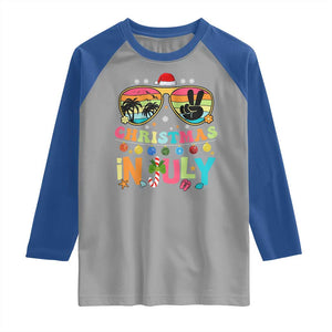 Sunglasses Beach Christmas in July Raglan Shirt Santa Summer Xmas TS10 Sport Gray Royal Print Your Wear