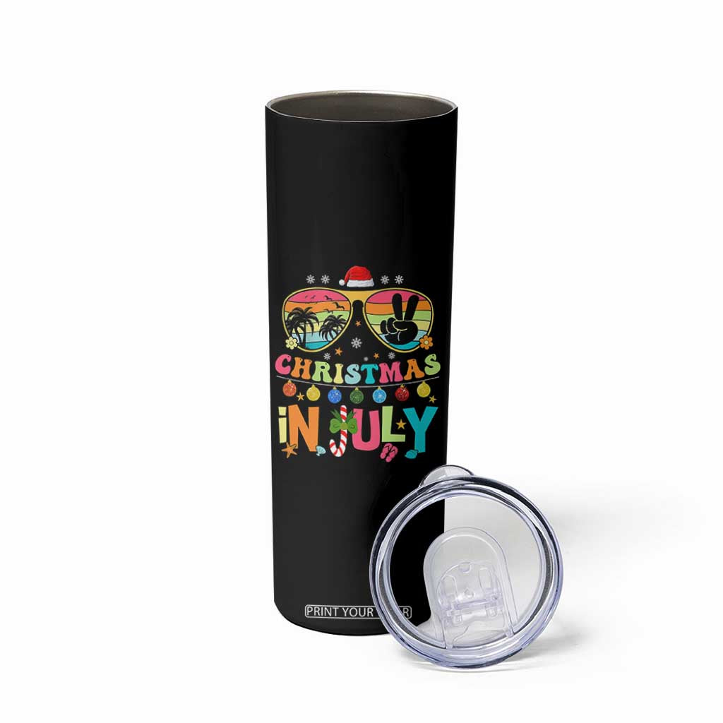 Sunglasses Beach Christmas in July Skinny Tumbler Santa Summer Xmas TS10 Print Your Wear