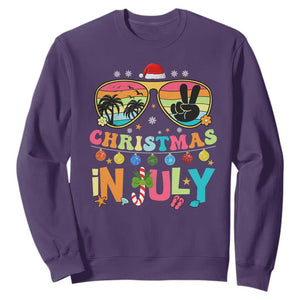 Sunglasses Beach Christmas in July Sweatshirt Santa Summer Xmas TS10 Purple Print Your Wear