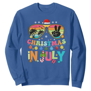Sunglasses Beach Christmas in July Sweatshirt Santa Summer Xmas TS10 Royal Blue Print Your Wear