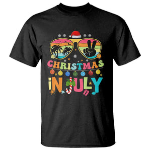Sunglasses Beach Christmas in July T Shirt Santa Summer Xmas TS10 Black Print Your Wear