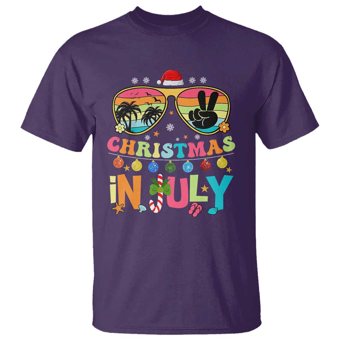 Sunglasses Beach Christmas in July T Shirt Santa Summer Xmas TS10 Purple Print Your Wear