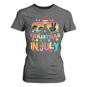 Sunglasses Beach Christmas in July T Shirt For Women Santa Summer Xmas TS10 Dark Heather Print Your Wear