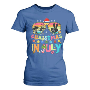Sunglasses Beach Christmas in July T Shirt For Women Santa Summer Xmas TS10 Royal Blue Print Your Wear