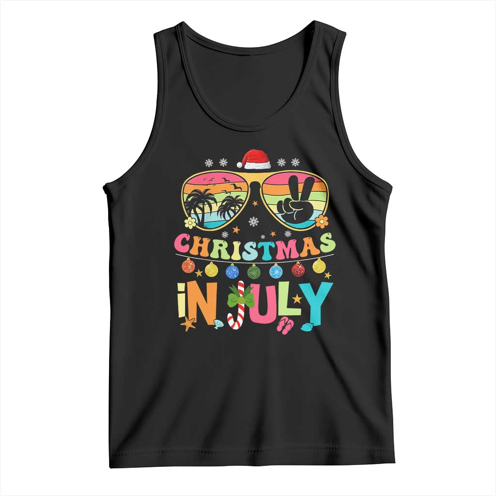 Sunglasses Beach Christmas in July Tank Top Santa Summer Xmas TS10 Black Print Your Wear