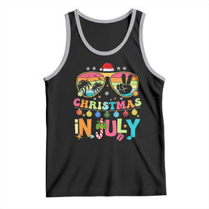 Sunglasses Beach Christmas in July Tank Top Santa Summer Xmas TS10 Black Athletic Heather Print Your Wear