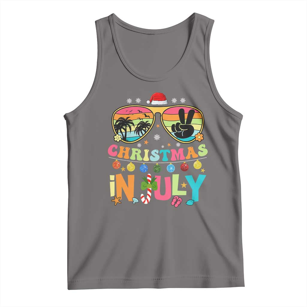 Sunglasses Beach Christmas in July Tank Top Santa Summer Xmas TS10 Deep Heather Print Your Wear