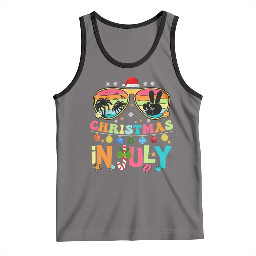 Sunglasses Beach Christmas in July Tank Top Santa Summer Xmas TS10 Deep Heather Black Print Your Wear