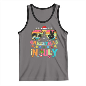 Sunglasses Beach Christmas in July Tank Top Santa Summer Xmas TS10 Deep Heather Black Print Your Wear