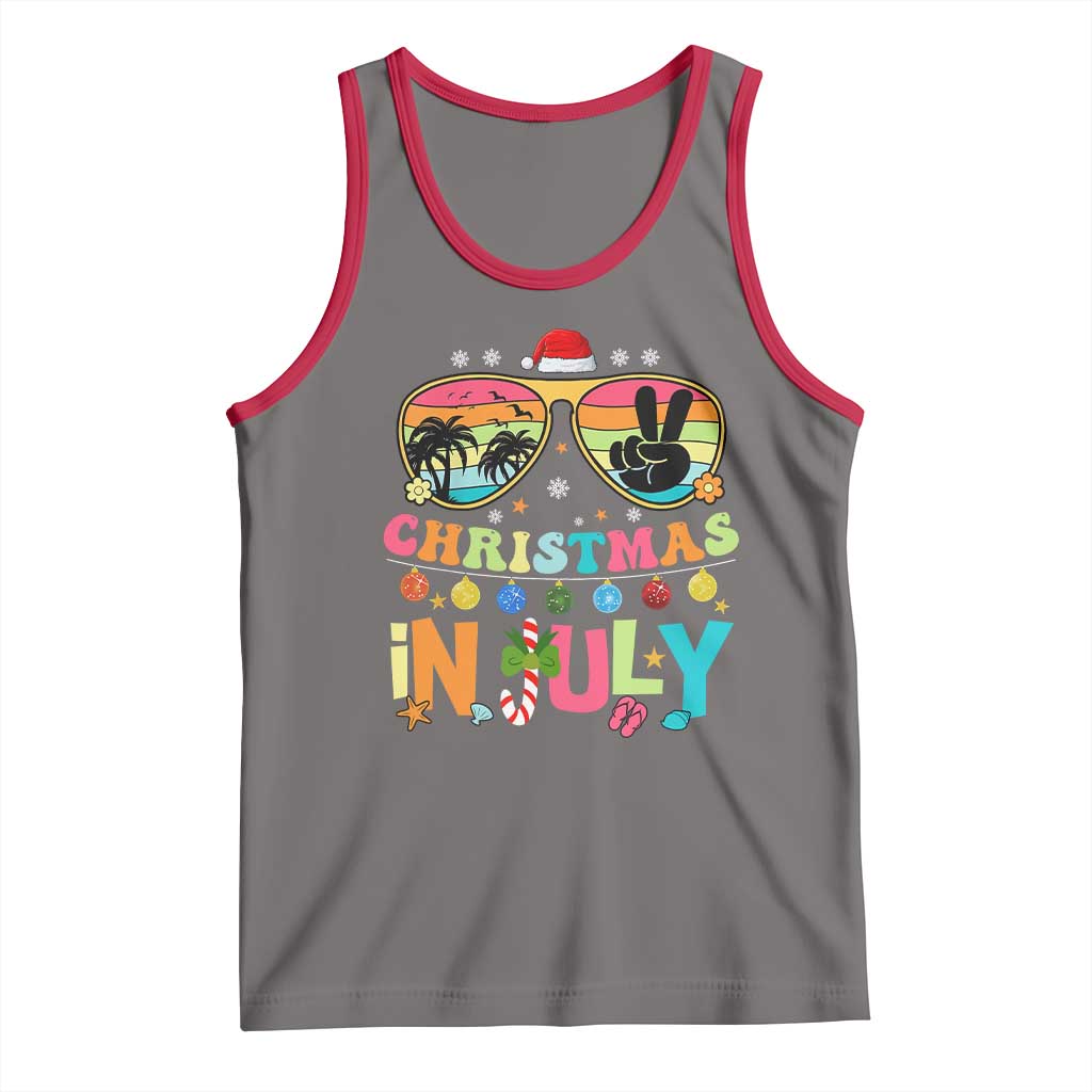 Sunglasses Beach Christmas in July Tank Top Santa Summer Xmas TS10 Deep Heather Red Print Your Wear