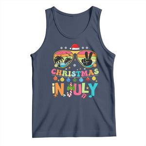 Sunglasses Beach Christmas in July Tank Top Santa Summer Xmas TS10 Navy Print Your Wear
