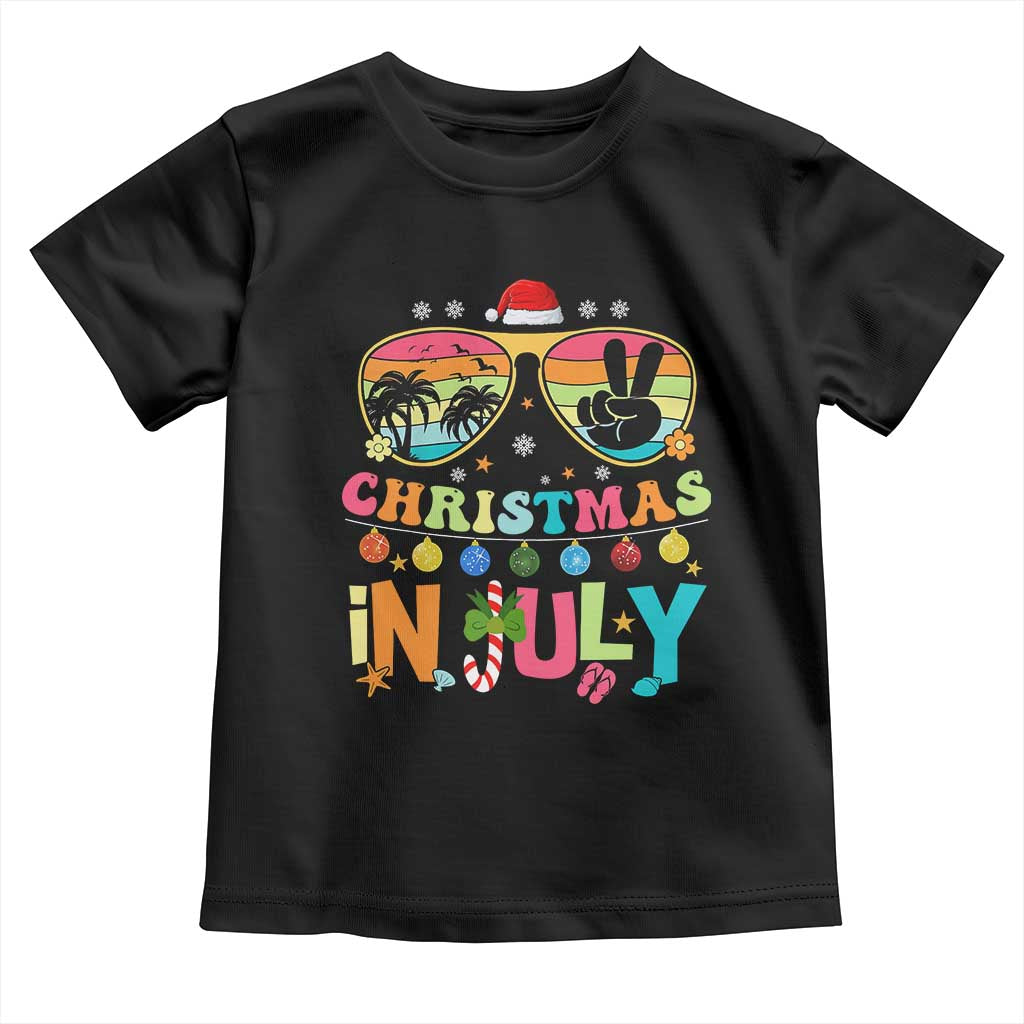 Sunglasses Beach Christmas in July Toddler T Shirt Santa Summer Xmas TS10 Black Print Your Wear