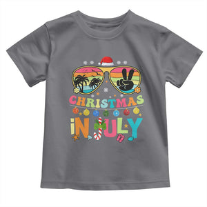 Sunglasses Beach Christmas in July Toddler T Shirt Santa Summer Xmas TS10 Charcoal Print Your Wear