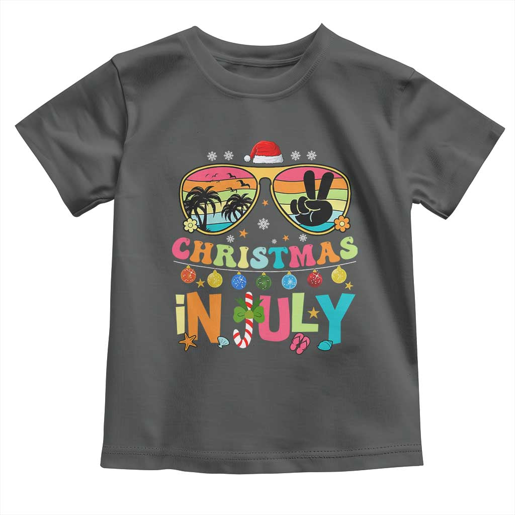 Sunglasses Beach Christmas in July Toddler T Shirt Santa Summer Xmas TS10 Dark Heather Print Your Wear