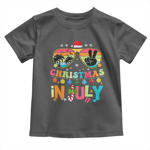 Sunglasses Beach Christmas in July Toddler T Shirt Santa Summer Xmas TS10 Dark Heather Print Your Wear