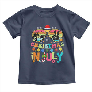 Sunglasses Beach Christmas in July Toddler T Shirt Santa Summer Xmas TS10 Navy Print Your Wear