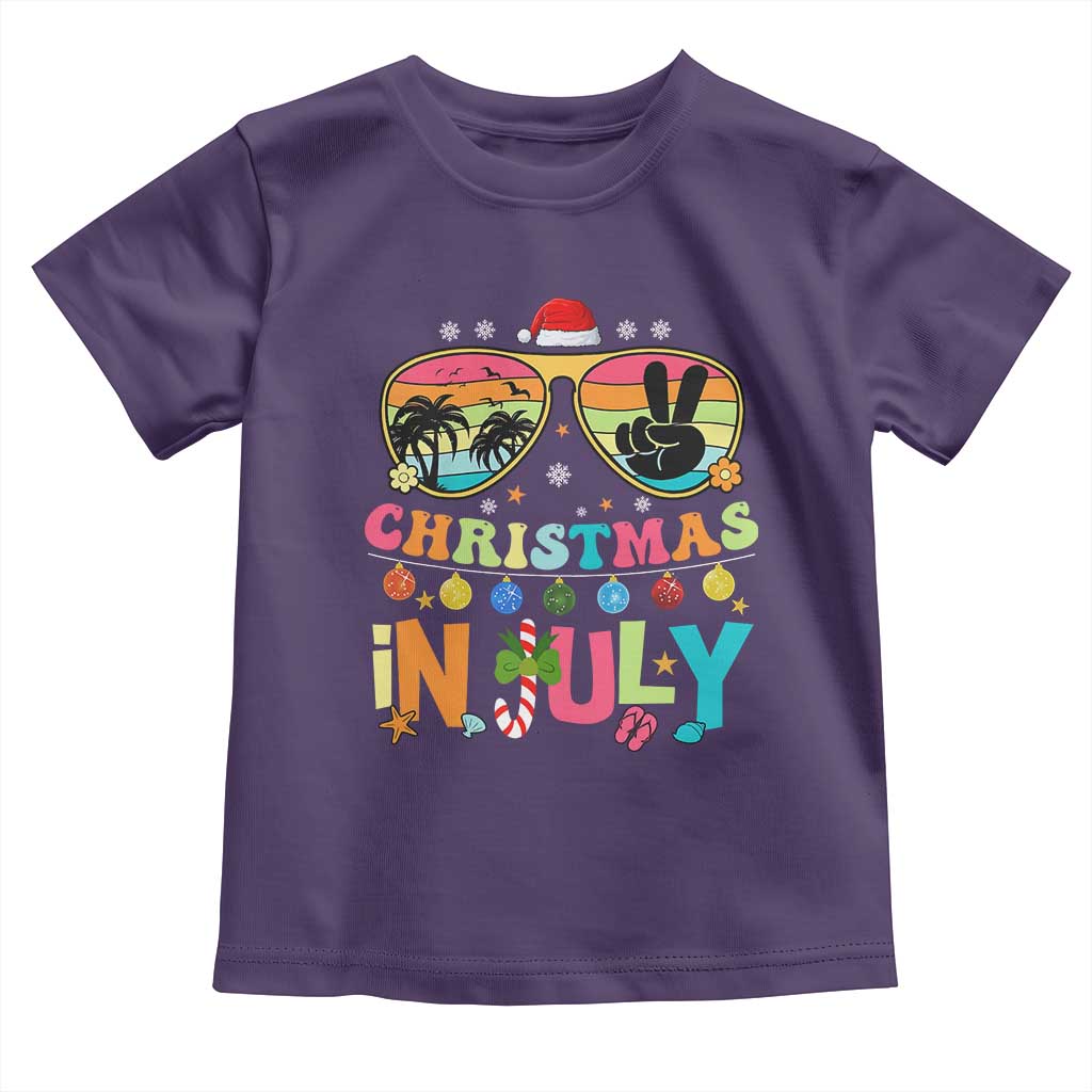 Sunglasses Beach Christmas in July Toddler T Shirt Santa Summer Xmas TS10 Purple Print Your Wear