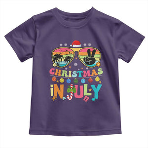 Sunglasses Beach Christmas in July Toddler T Shirt Santa Summer Xmas TS10 Purple Print Your Wear