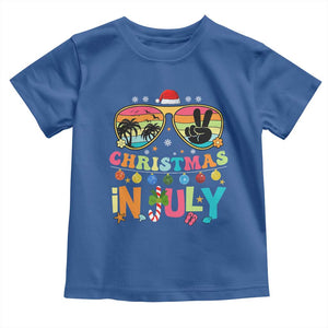 Sunglasses Beach Christmas in July Toddler T Shirt Santa Summer Xmas TS10 Royal Blue Print Your Wear