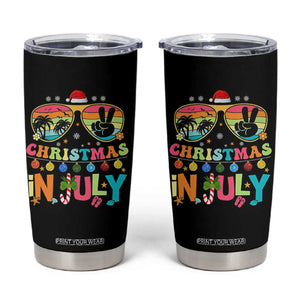 Sunglasses Beach Christmas in July Tumbler Cup Santa Summer Xmas TS10 Black Print Your Wear