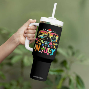 Sunglasses Beach Christmas in July Tumbler With Handle Santa Summer Xmas TS10 Print Your Wear