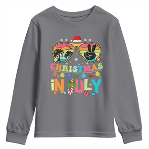 Sunglasses Beach Christmas in July Youth Sweatshirt Santa Summer Xmas TS10 Charcoal Print Your Wear