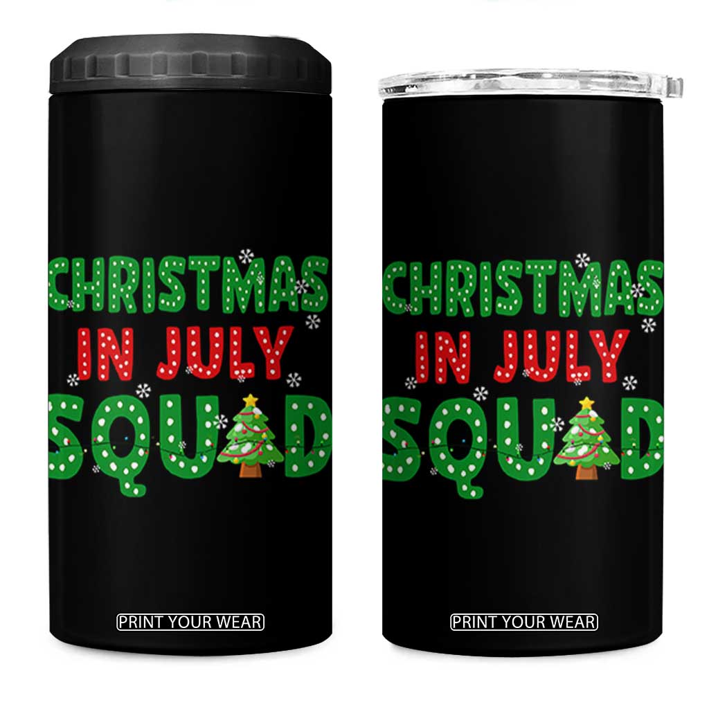 Christmas In July Squad 4 in 1 Can Cooler Tumbler Funny Summer Xmas TS10 One Size: 16 oz Black Print Your Wear