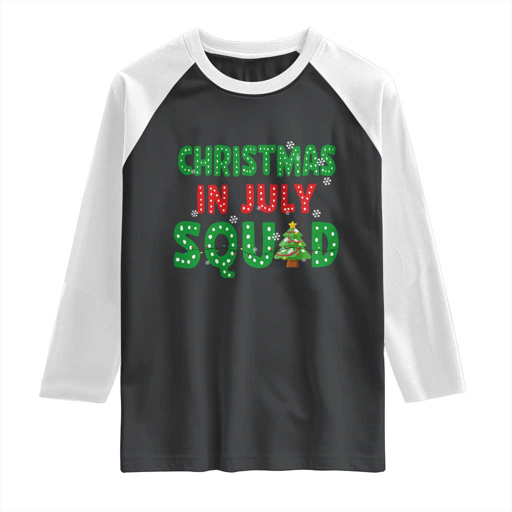 Christmas In July Squad Raglan Shirt Funny Summer Xmas TS10 Black White Print Your Wear