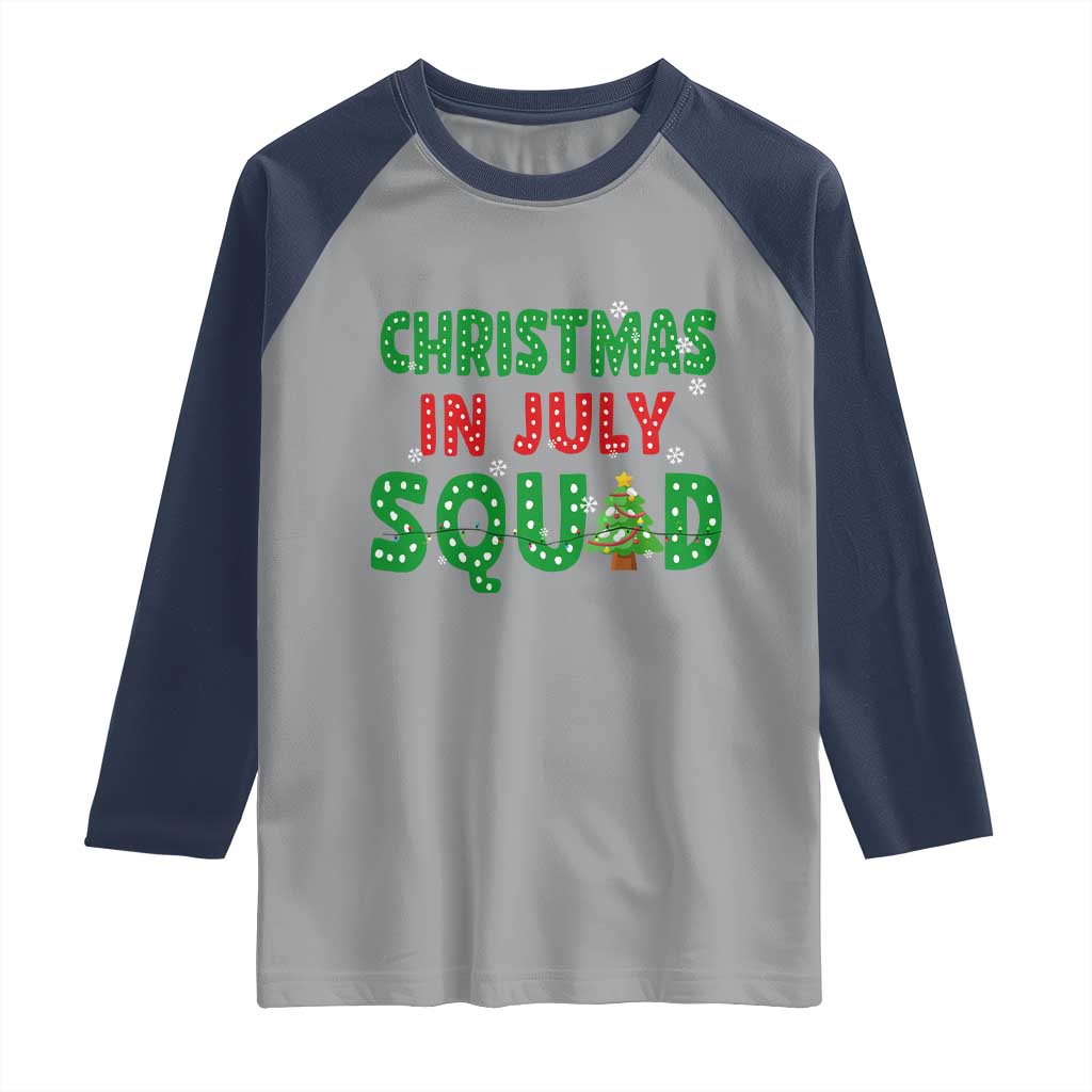 Christmas In July Squad Raglan Shirt Funny Summer Xmas TS10 Sport Gray Navy Print Your Wear