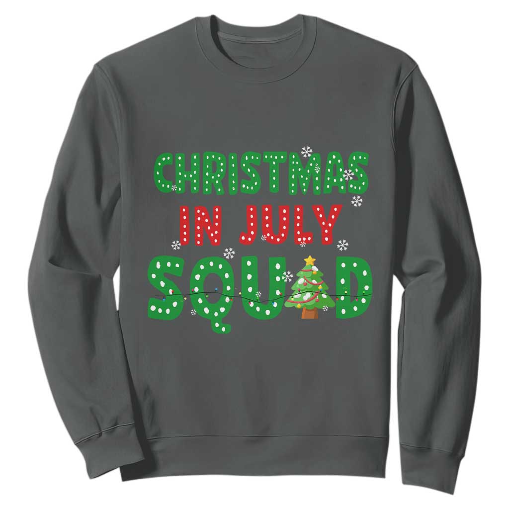 Christmas In July Squad Sweatshirt Funny Summer Xmas TS10 Dark Heather Print Your Wear