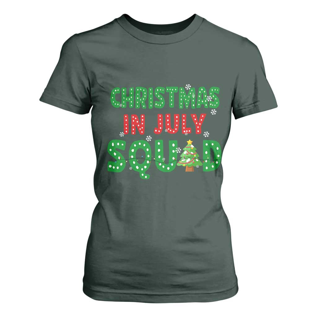 Christmas In July Squad T Shirt For Women Funny Summer Xmas TS10 Dark Forest Green Print Your Wear