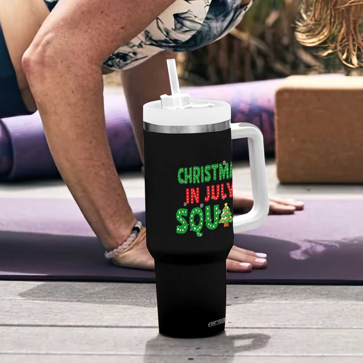 Christmas In July Squad Tumbler With Handle Funny Summer Xmas TS10 Print Your Wear