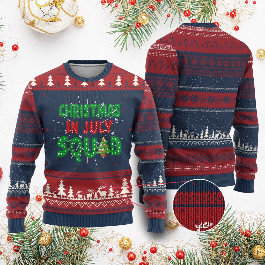 Christmas In July Squad Knit Sweatshirt Funny Summer Xmas TS10 Burgundy Print Your Wear