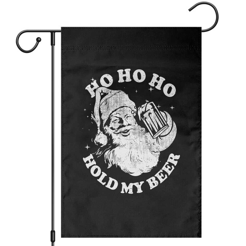 Santa Ho Ho Hold My Beer Garden Flag Funny Christmas In July Summer Xmas TS10 Black Print Your Wear