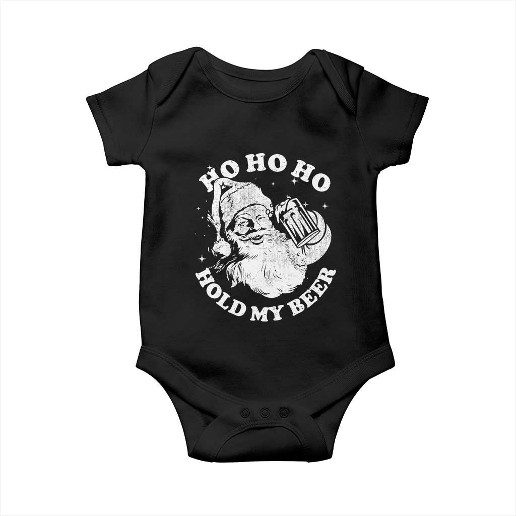 Santa Ho Ho Hold My Beer Baby Onesie Funny Christmas In July Summer Xmas TS10 Black Print Your Wear