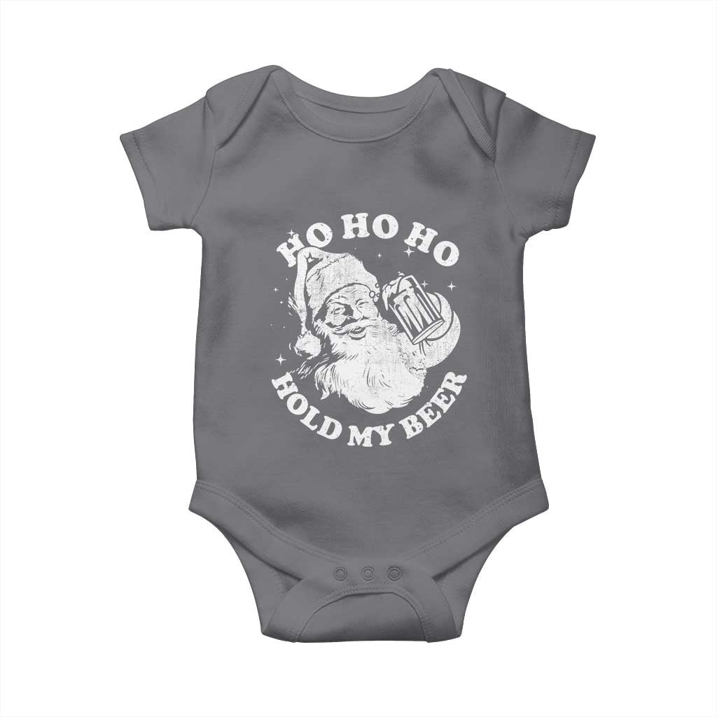 Santa Ho Ho Hold My Beer Baby Onesie Funny Christmas In July Summer Xmas TS10 Charcoal Print Your Wear