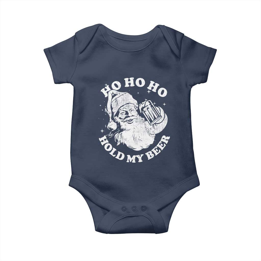 Santa Ho Ho Hold My Beer Baby Onesie Funny Christmas In July Summer Xmas TS10 Navy Print Your Wear
