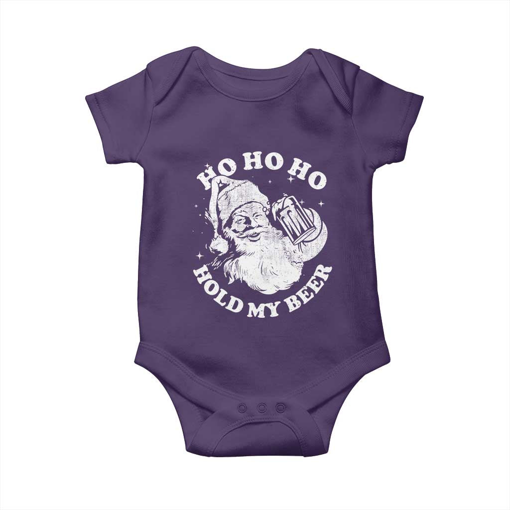 Santa Ho Ho Hold My Beer Baby Onesie Funny Christmas In July Summer Xmas TS10 Purple Print Your Wear