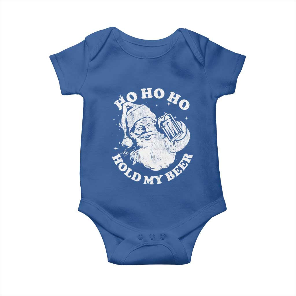 Santa Ho Ho Hold My Beer Baby Onesie Funny Christmas In July Summer Xmas TS10 Royal Blue Print Your Wear
