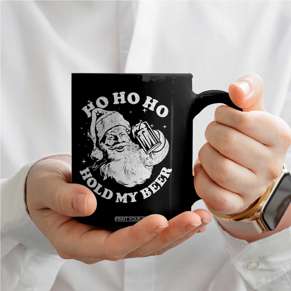 Santa Ho Ho Hold My Beer Coffee Mug Funny Christmas In July Summer Xmas TS10 Print Your Wear