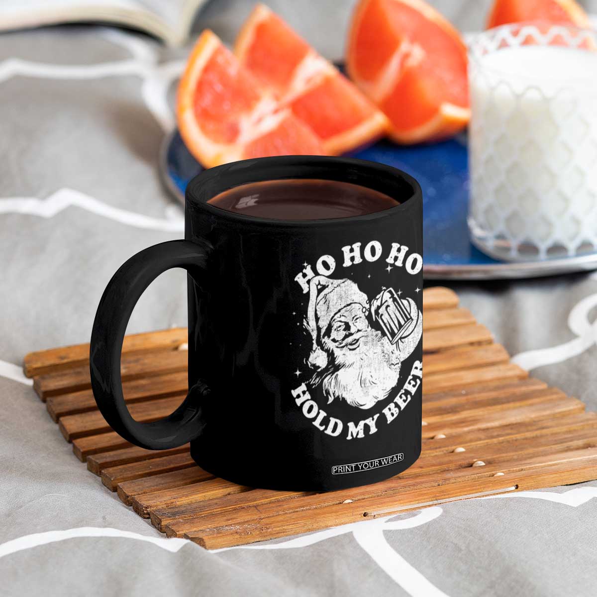 Santa Ho Ho Hold My Beer Coffee Mug Funny Christmas In July Summer Xmas TS10 Print Your Wear